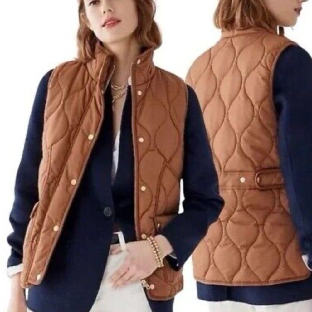 J. Crew Women's New Quilted Excursion Vest in Dark Nutmeg - Picture 2 of 7